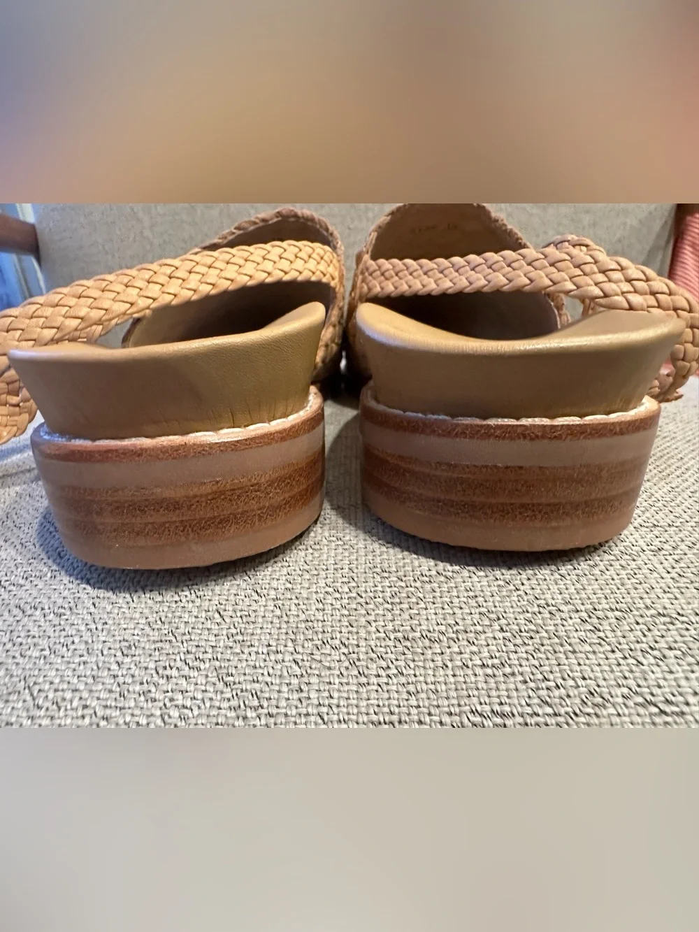 Bared Footwear Junco Braided Woven Leather Slingback Flats Tan Size 38/Size 8
